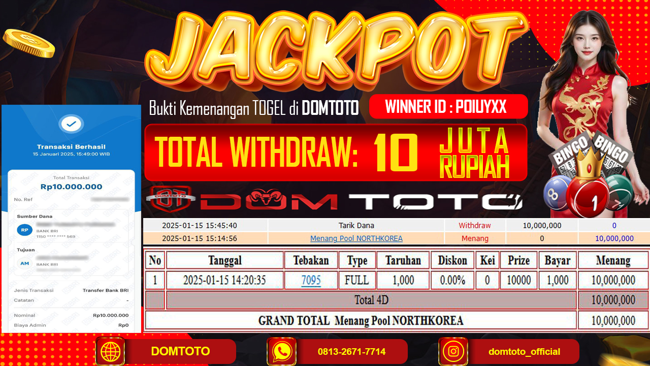 JACKPOT TOGEL NORTH KOREA 4D 15 JANUARI 2025